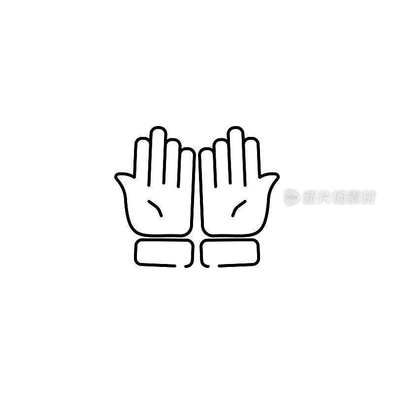 pray, muslim, islam, hand wave, waving hi or hello gesture line art vector icon for apps and websites